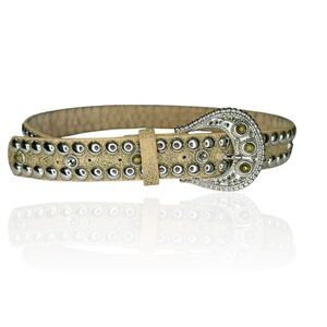 Leatherock‎ Belt L 36 Stone Accented Large Buckle Fully Studded Vintage Western